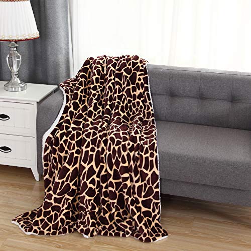 Elegant Comfort Reversible, Printed Sherpa Throw Blanket, All-Season Blanket- Super Soft, Cozy and Plush- Decorative Throw, Perfect for Lounging, 50 x 60 inches, Giraffe, Sherpa Throw Blanket - color: Giraffe