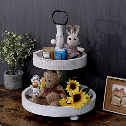 2 Tier Tray Cake Stand Farmhouse Kitchen Decor Centerpiece,Serving Tray Coffee Bar