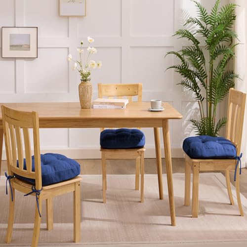 IASEAHK Chair Cushions, Dining Chair Cushions, Tufted Indoor Chair Pads, Set of 2, Navy Blue, 16.5'' x 16.5'' x 3.5'' - color: Navy Blue, size: Pack of 2