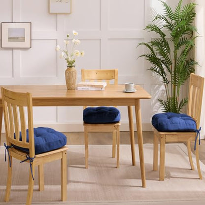 IASEAHK Chair Cushions, Dining Chair Cushions, Tufted Indoor Chair Pads, Set of 4, Navy Blue, 16.5'' x 16.5'' x 3.5'' - color: Navy Blue, size: Pack of 4