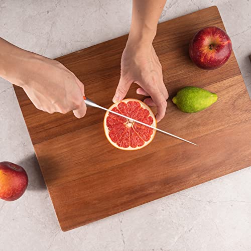 TJ POP Acacia Wood Cutting Board for Kitchen, Premium Wooden Chopping Board with Stand Organizer and Built-in Handle, 15.8 x 11.9 x 1 Inches Butcher Block Large Cheese Serving Board - color: Acacia woood with stand