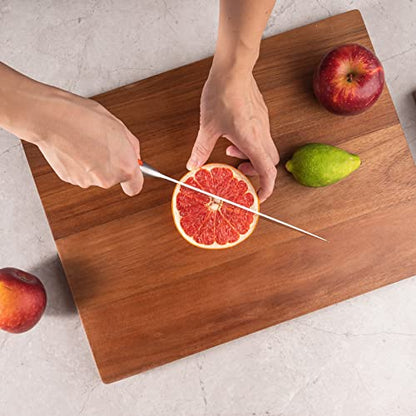 TJ POP Acacia Wood Cutting Board for Kitchen, Premium Wooden Chopping Board with Stand Organizer and Built-in Handle, 15.8 x 11.9 x 1 Inches Butcher Block Large Cheese Serving Board - color: Acacia woood with stand