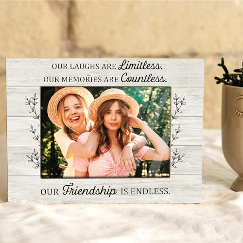Rustic Wood Picture Frame,Farmhouse Picture Frame for 5x7 Photo –Our Friendship is endless – Fun Friend Gift for Besties, Roommates, Birthday or Graduation(Friendship) - color: Friendship