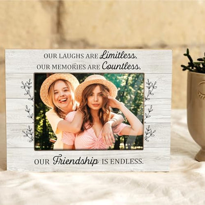 Rustic Wood Picture Frame,Farmhouse Picture Frame for 5x7 Photo –Our Friendship is endless – Fun Friend Gift for Besties, Roommates, Birthday or Graduation(Friendship) - color: Friendship