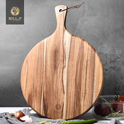 BILL.F Pizza Peel,14" L x 14" W Acacia Wood Cutting Board, with 5" Handle, 19" Overall Length - style: 14 inch
