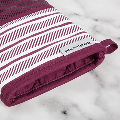 KitchenAid Albany Oven Mitt 2-Pack Set, Beet, 7"x13" - color: Beet