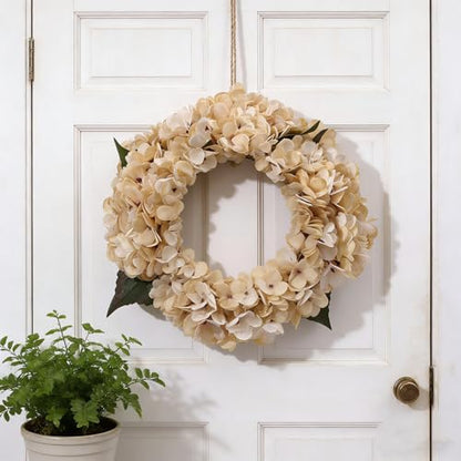 Kimura's Cabin 6pcs Hydrangea Artificiales Flowers Faux Hydrangeas,Cream | Silk Fake Hydrangea with Stems,Wedding Party Bouquets Arrangements,Autumn Home Table Centerpieces,Farmhouse Garden Decor - color: Beige
