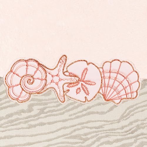 Seaside 4-Piece Luxury Towel Set, Sparkling Seashell Applique, Plush Turkish Cotton, Durable & Quick Dry, Nautical Bath Ensemble, 2 Bath 2 Hand Towels, Blush - color: Blush, size: 2 Pcs Bath 2 Pcs Hand Towel