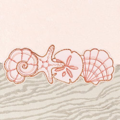 Seaside 4-Piece Luxury Towel Set, Sparkling Seashell Applique, Plush Turkish Cotton, Durable & Quick Dry, Nautical Bath Ensemble, 2 Bath 2 Hand Towels, Blush - color: Blush, size: 2 Pcs Bath 2 Pcs Hand Towel