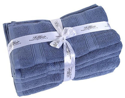 Hillfair Premium 600 GSM 6 Piece Cotton Towel Set - 2 Bath Towels, 2 Hand Towels, 2 Washcloths - Blue - Machine Washable, Hotel Quality, Super Soft & Highly Absorbent - color: Wedgewood Blue, size: 6 Piece Towel Set