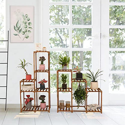 XXXFLOWER Plant Stand Indoor Outdoor 13 Tiers Wood Plant Shelf for Multiple Plants ，Large Plant Rack for Window Garden Balcony Patio Porch Living Room