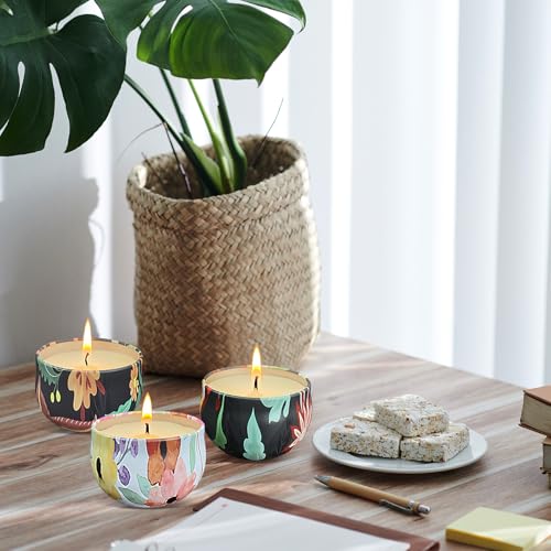 Scented Candles Gifts Set 24 Pack Soy Wax Travel Tin Jar Candles for Home 2.5 OZ for Mom for Christmas, Home Scented Decoration Birthday, Thanksgiving, Mother's Day, Floral Pattern