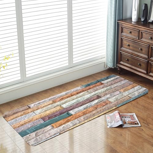 Non-Skid Low Pile Sponge Foam Door Entry Rug for Bathroom Mat,Separate Tub Shower Skid Proof Rugs, Home 3D Optical Illusion Rug Non Slip Bath Mats Welcome Mat 47 x 17.5 inches - color: Multi14