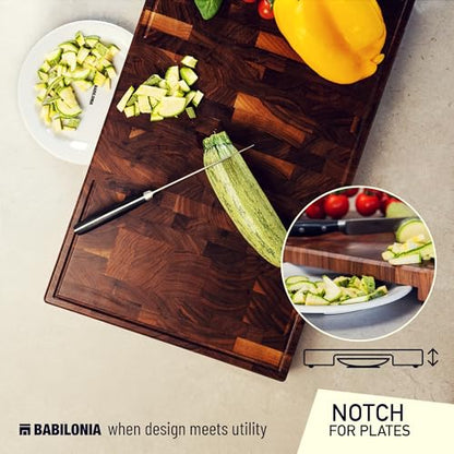 American Walnut Wood Cutting Board, End Grain Butcher Block for Kitchen | Black Walnut Grown in USA - 20" x 12.2" (ExtraThick 1.7") Heavy Duty Hardwood Non Toxic Wooden Chopping Boards (Oil Included) - color: Black Walnut, size: 19.7"L x 12.2"W