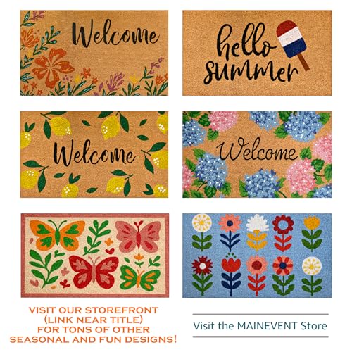 MAINEVENT Butterfly Welcome Mat 30x17 Inch, Spring Outdoor Doormat Coir | Natural Coco Fiber Spring Decor, Pvc Backing, Dirt Scraper, Nature-Inspired Farmhouse Decor, Housewarming Gift, Covered Porch