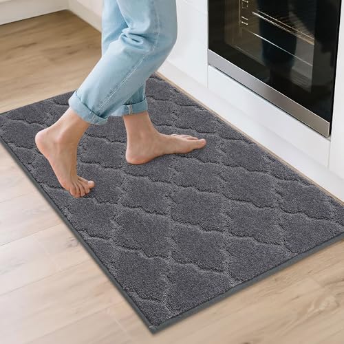 COSY HOMEER Kitchen Rugs Non Slip Washable 24"x36",Dark Grey | Stain Resistant Kitchen Mat for Floor,Absorbent Kitchen Carpet,Soft Rugs for Kitchen,Sink Mat,Entrance,Area Rugs,NonSkid Back - color: Dark Grey, size: 24"X 36"