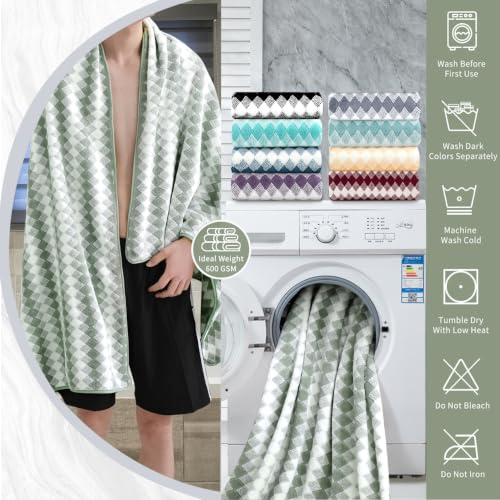 8 Piece Bathroom Towel Set Green |2 Oversized Large Bath Towels Sheet,2 Hand Towels and 4 Washcloths| 600GSM Ultra Soft Luxury Premium Towel Set Highly Absorbent Quick Dry Hotel Towel Collection - color: Diamond Green, size: 8 Piece Towel Set
