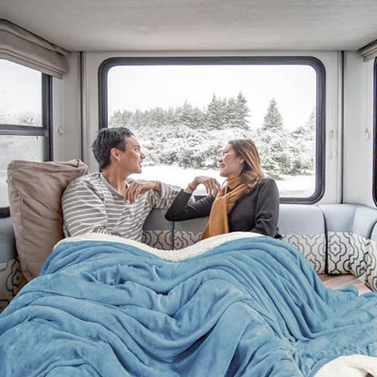 Utopia Bedding Plush Sherpa Blanket Throw Size Washed Blue, 50x60 Inch | Soft, Warm, Fleece, Bed, Sofa, Couch, Camping, Travel, Cozy, All Season - color: Washed Blue, size: Throw (50x60 Inch)