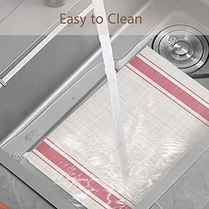 DACHUI Placemats Set of 8, Heat Resistant, Washable Woven Vinyl Place Mats - color: Red Stripes, size: 8PCS