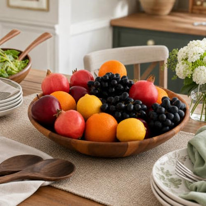 Arthur Court Extra Large Acacia Wood Salad Bowl - Wok Wave Style - 16 Inch Diameter x 4.5 Inch Tall - Perfect for Fruits and Salads - size: Wok