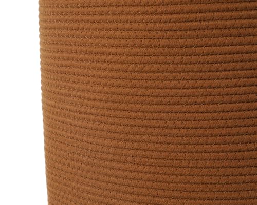 16"x20" Extra Large Cotton Rope Basket with Zipper Lid, Woven Laundry Hamper and Blanket Storage Basket, Round Clothes Bin for Living Room Bedroom, Rust Brown - color: All Orange Brown