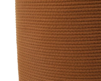 16"x20" Extra Large Cotton Rope Basket with Zipper Lid, Woven Laundry Hamper and Blanket Storage Basket, Round Clothes Bin for Living Room Bedroom, Rust Brown - color: All Orange Brown