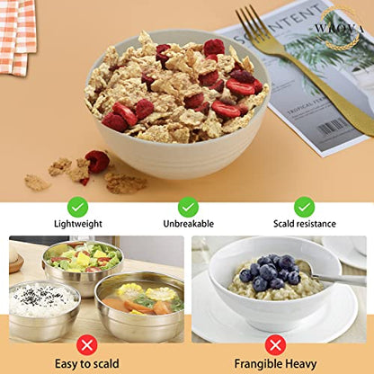 Wheat Straw Bowl Sets,8 PCS Unbreakable Cereal Bowls 26 OZ,Microwave and Dishwasher Safe Bowls, Kitchen Bowl suitable for cereal,salad,snack and soup (Beige) - color: Beige, size: 26 oz