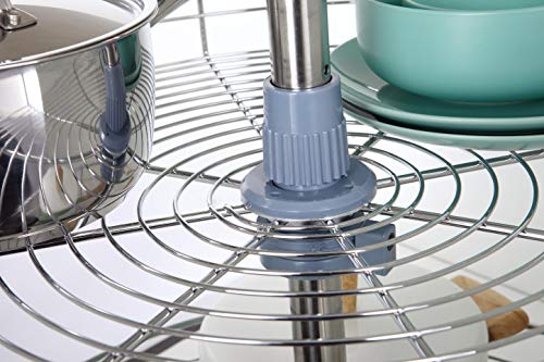 Dowell 18" Round Lazy Susan, 2 Shelves, Kitchen Wall Corner Cabinet Organizer (Chrome 4001 360D) - size: Wall Cabinet Round Shape Dia.18" Full Circle
