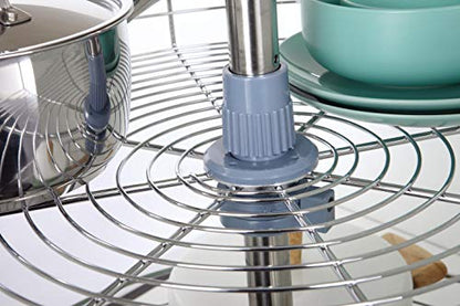 Dowell 18" Round Lazy Susan, 2 Shelves, Kitchen Wall Corner Cabinet Organizer (Chrome 4001 360D) - size: Wall Cabinet Round Shape Dia.18" Full Circle