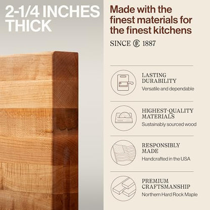 John Boos RA-Board Series Rectangular Wooden Maple Cutting Board 24”x18” – 2.25” Thick, 30-lb Reversible Butcher Block with Edge-Grain & Finger Grips – Made in the USA - color: Maple, size: 24"L x 18"W