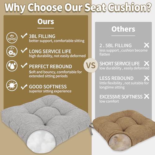 BUYUE Chair Cushion Set for Rocking Chair, Back Pillow & Seat Cushion with Ties, Original Woven Fabric Non-Slip Chair Pads for Elderly Sitting, Light Gray - color: Light Gray