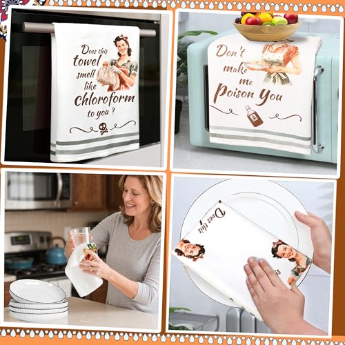 Funny Kitchen Towels， Funny Dish Towels for Women, Retro Sarcastic Hand Towels for Kitchen & Bathroom, Best Housewarming Gifts for Women Mom Hostess(16×24 Inches Set of 2) - color: Womeninteresting Women