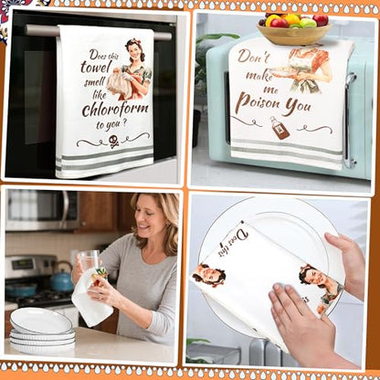 Funny Kitchen Towels， Funny Dish Towels for Women, Retro Sarcastic Hand Towels for Kitchen & Bathroom, Best Housewarming Gifts for Women Mom Hostess(16×24 Inches Set of 2) - color: Womeninteresting Women