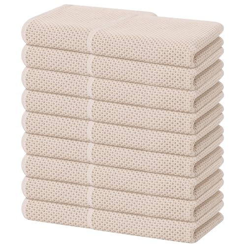 Homaxy 100% Cotton Waffle Weave Kitchen Dish Towels 18-Pack, Beige | 13 x 28 Inches, Ultra Soft Absorbent Dish Towels, Quick Drying Cleaning Towels - color: Beige, size: 13 X 28 - 18 Pack