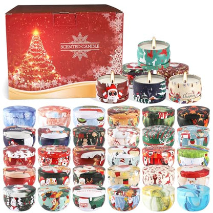 36 Packs Christmas Scented Candles Gift- Aromatherapy Candle-2.5oz Soy Wax-Long Lasting Burn time, Christmas Thanksgiving Gifts, Home Decor - color: Red 01
