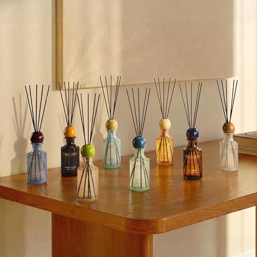 Reed Diffuser 8.5 oz Large Capacity Red Amber Scent | 6 Reed Sticks, Long-Lasting, Home Fragrance Oil Diffuser for Bathroom, Bedroom & Home Décor