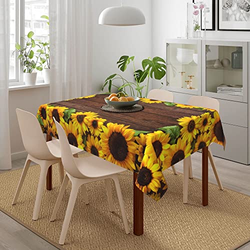 Worltoldb Sunflower Tablecloths Polyester Table Cloth for Kitchen Dinning Table Washable Table Cover for Parties Wedding Picnic Farmhouse - color: White5