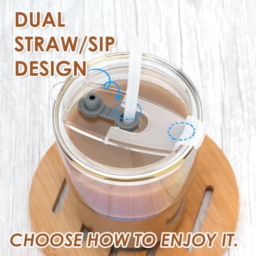 Luxfuel 13 oz Glass Cups with Lids and Straws Reusable Iced Coffee Tumbler | Leak-Proof Thick Wall Travel Glass Coffee Cup for Iced Tea, Water, Office, Cup Holder Friendly, BPA Free (Shimmer,1 Pack) - color: Iridescent Shimmer-1 Pack, size: 13 Ounces