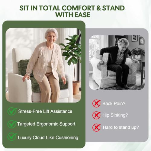 idee-home Recliner Cushions with Lumbar Support Pillow Set for Elderly | 20x20x5 Inch Recliner Seat Cushion Tufted, Large Square Seat Cushion Non-Slip Reduce Hip & Lumbar Pain - color: Green Seat&lumbar