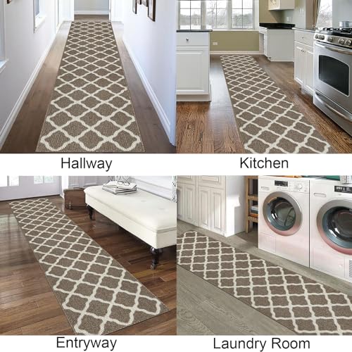 SHACOS Runner Rug 2x8 ft Washable Entryway Runner Rugs Non Slip Rubber Backing Hallway Rug Runner Stain Resistant Kitchen Carpet Runners, Brown - color: Brown, size: 2' x 8'