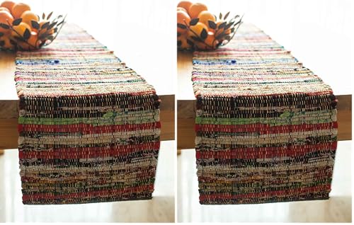 Eco Friendly Rainbow Multi Chindi Colorful Table Runner. Size: 13''x72'', Multi Color (Pack of 2) - color: Multi Color, size: 13x72 Inch. (Pack of 2)