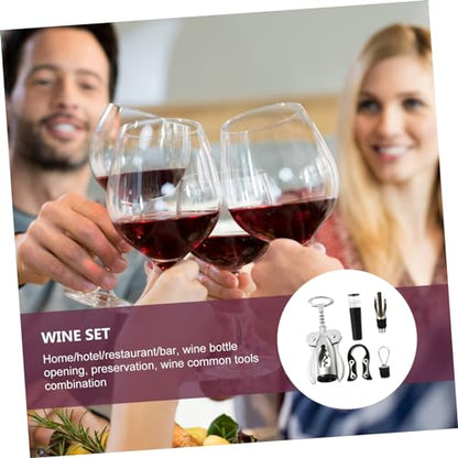 4-Piece Multifunctional Stainless Steel Wine Opener Set Foil Cutter Manual Corkscrew for Home Use for Wine Lovers and Entertaining