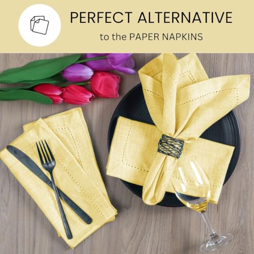 Cloth Dinner Napkins 100% Cotton Set of 6 - Soft Durable Washable - Ideal for Farmhouse Parties Wedding Christmas Easter - Perfect Everyday Use Table Cloth Napkins 18x18 Yellow - color: Yellow