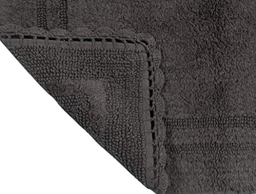 Home Weavers Casual Elegance Reversible Bathmat 100% Cotton Bathroom Rugs Set, Washable Rug, Extra Soft and Absorbent Bath Rug, Kitchen Mat, Bath Mat Set, Non Slip Mat, 17"x24" Rectangle, Gray - color: Grey, size: 1'5" x 2' (Rectangular)