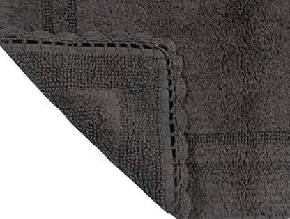 Home Weavers Casual Elegance Reversible Bathmat 100% Cotton Bathroom Rugs Set, Washable Rug, Extra Soft and Absorbent Bath Rug, Kitchen Mat, Bath Mat Set, Non Slip Mat, 17"x24" Rectangle, Gray - color: Grey, size: 1'5" x 2' (Rectangular)