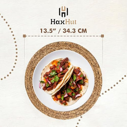13.5” Woven Placemats, Round Rattan Placemats Set of 6, Natural Wicker Chargers for Dinner Plates, Heat Resistant, Easy to Clean, and Non-Slip – Elegant and Practical Addition to Your Dining Table - style: 13.5" Pack of 6