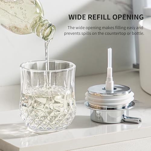 Enra Glass Soap Dispenser Set, 2 Pack Liquid Soap Dispenser Silver Pump | Clear Glass Bottles with Refillable Design and Durable Pumps.Perfect for Sinks,Countertops,Bathrooms and Kitchen Spaces. - color: Clear-silver Liquid-2pack