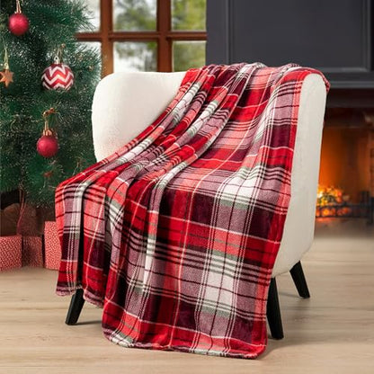 PAVILIA Christmas Throw Blanket | Holiday Christmas Red Fleece Blanket | Soft, Plush, Warm Winter Cabin Throw, 60x80 (Red Green Plaid) - color: Holiday - Plaid Red, size: 60 X 80 Inches - Twin
