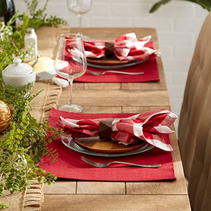 DII Basic Everyday Ribbed Tabletop 100% Cotton, Placemat Set, 13x19, Cardinal Red, 6 Piece - color: Cardinal Red, size: 13x19"