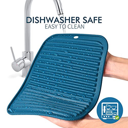 HOTEC BPA Free Silicone Trivets for Hot pots and Pans, 446℉ Heat Resistant for Kitchen Counter Dish Drying Mat, Set of 2 Classic Blue - color: Classic Blue